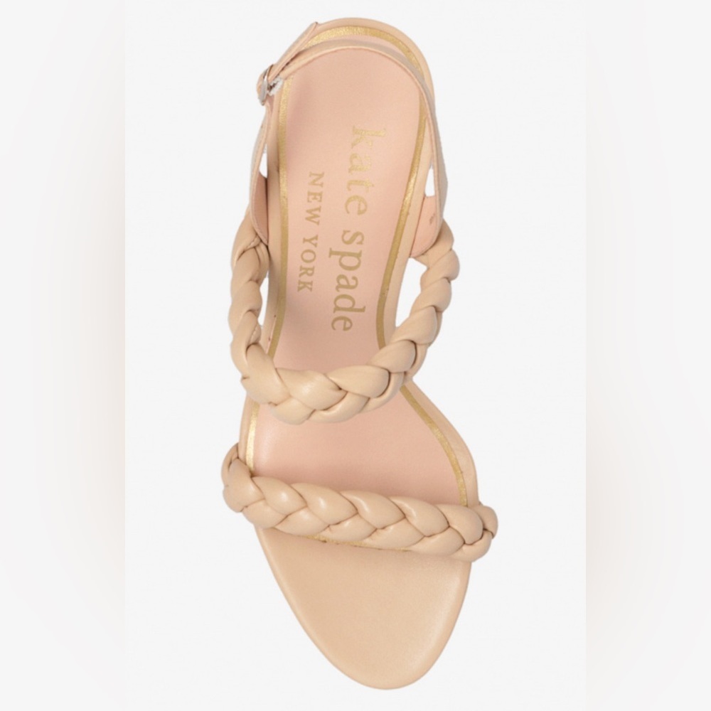 KATE SPADE New York Braided Saffron Leather Nude Slingback Sandal US 8.5 NEW - Picture 2 of 11